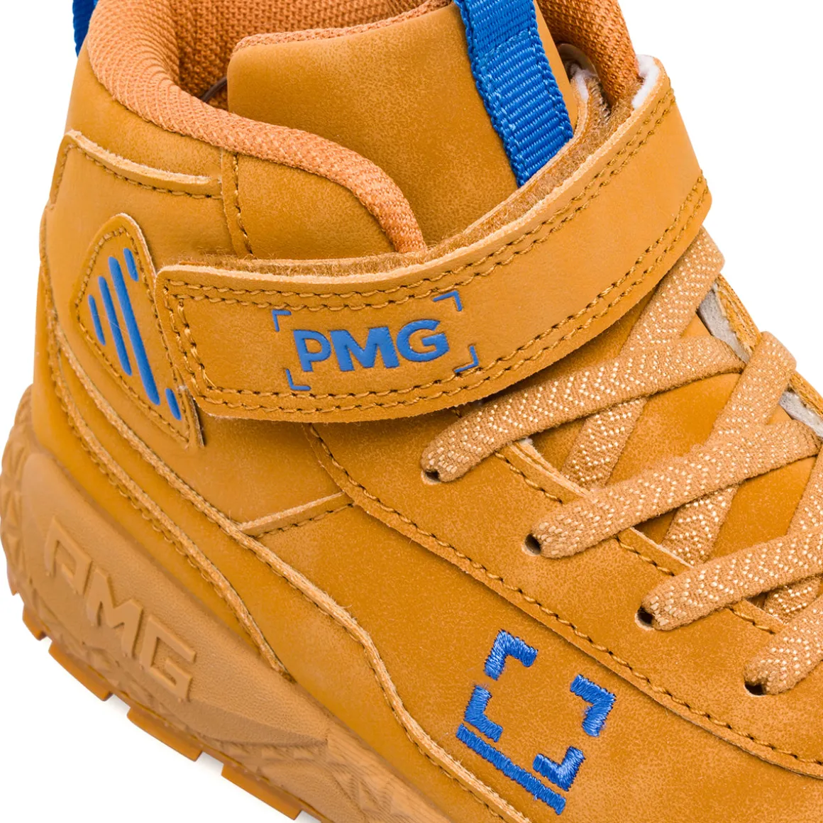 Sneakers alte bambino ocra con dettagli blu Primigi