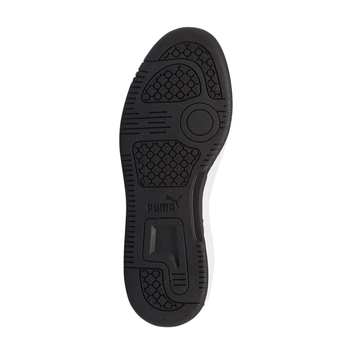 Sneakers alte bianche, blu e nere da ragazzo Puma Rebound V6 Mid Jr