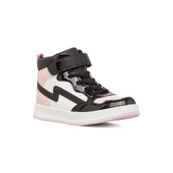 Sneakers alte bianche con dettagli rosa e nero da bambina Le Scarpe di Alice