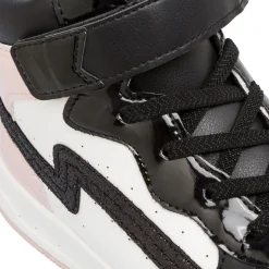 Sneakers alte bianche con dettagli rosa e nero da bambina Le Scarpe di Alice