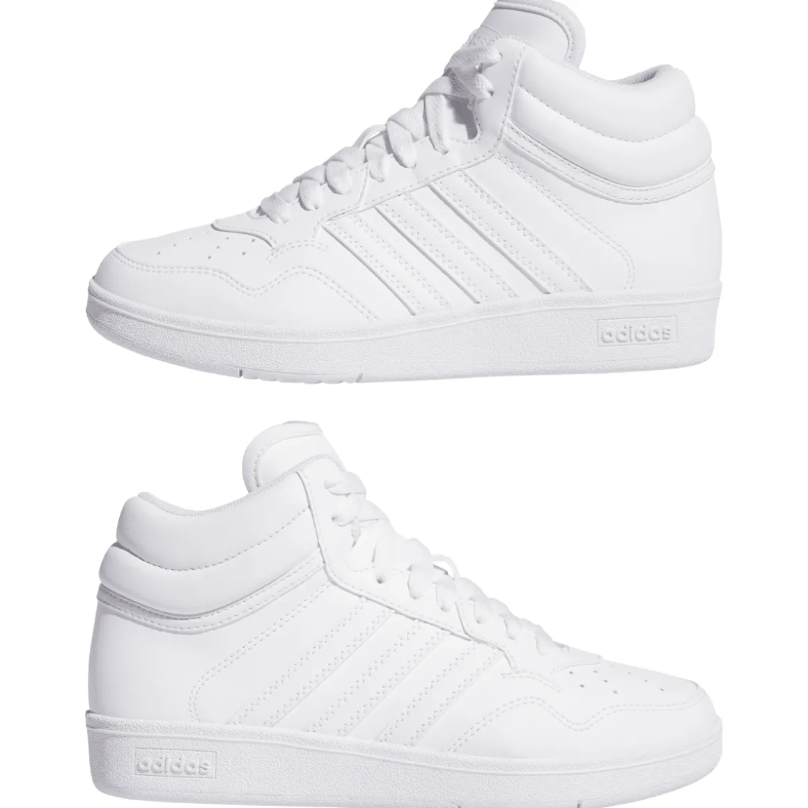 Sneakers alte bianche da ragazzo e ragazza adidas Hoops 4.0