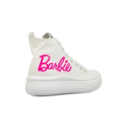 Sneakers alte bianche da Ragazza con suola Platform e logo rosa Barbie