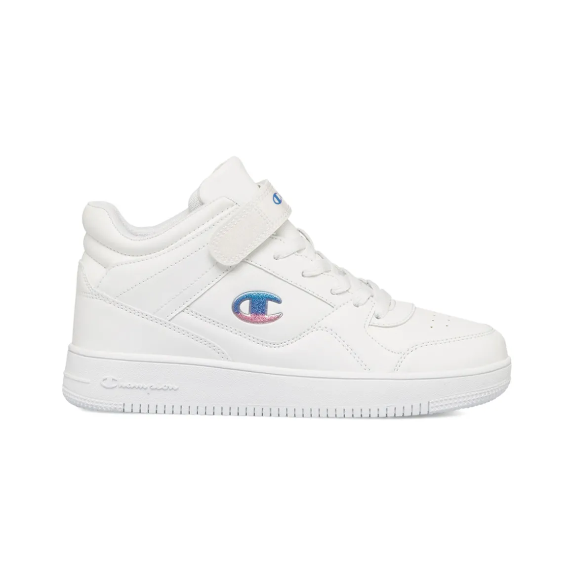Sneakers alte bianche da ragazza con logo glitterato Champion Rebound Mid G GS