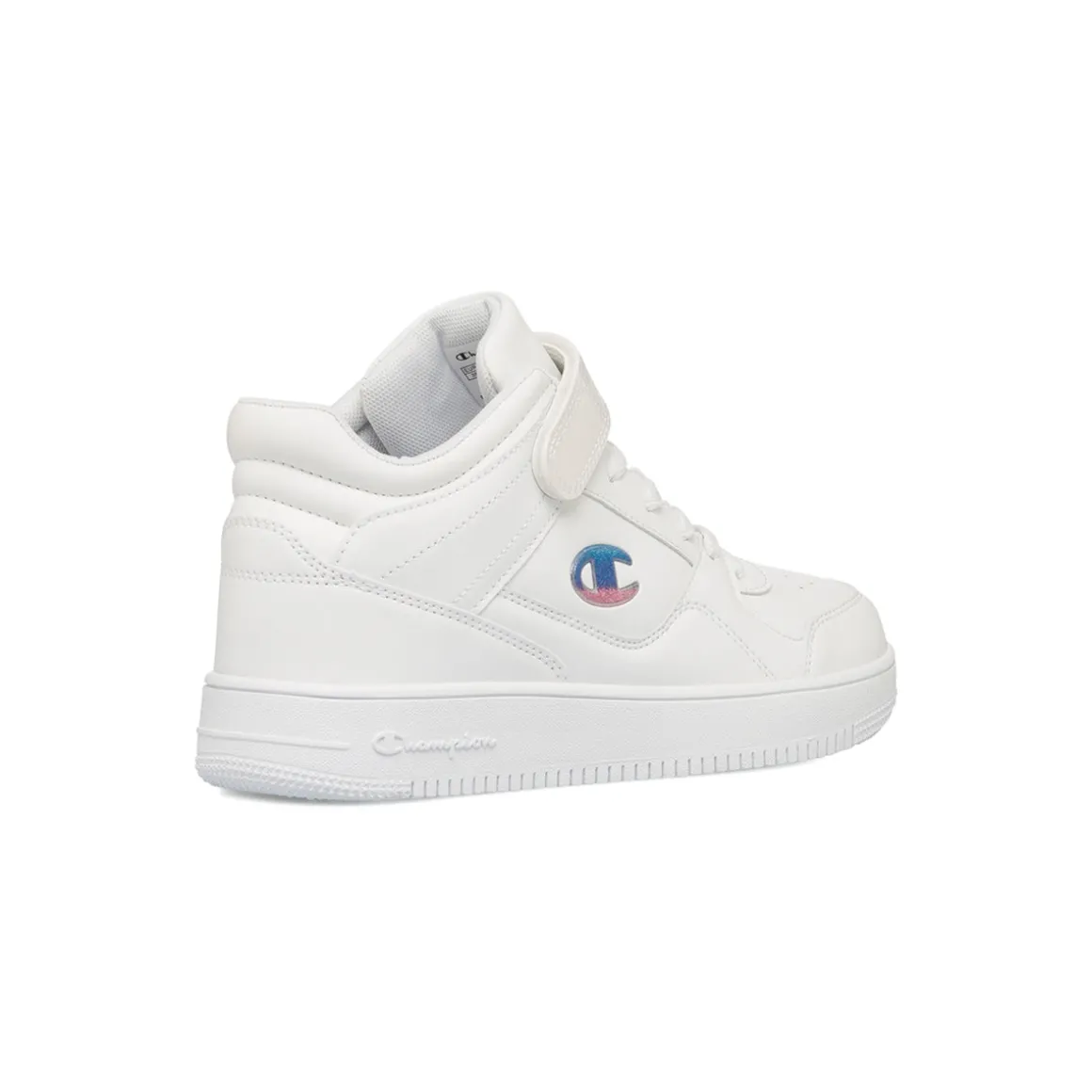 Sneakers alte bianche da ragazza con logo glitterato Champion Rebound Mid G GS