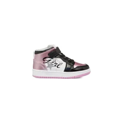 Sneakers alte bianche, nere e rosa effetto laminato da bambina Le scarpe di Alice