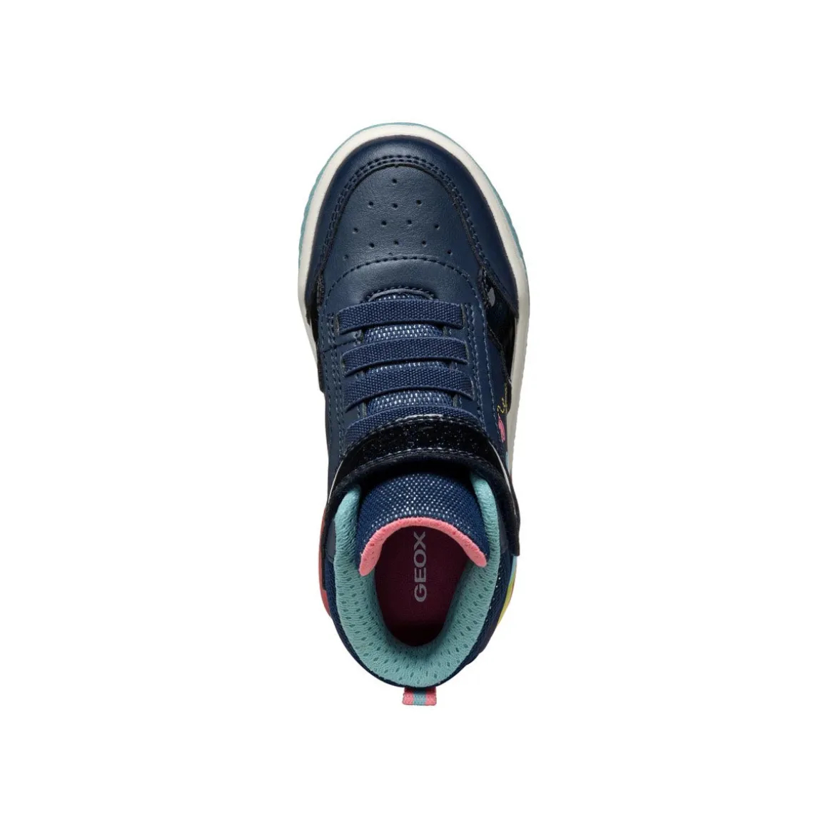 Sneakers alte blu da Bambina con suola traspirante e luci Geox