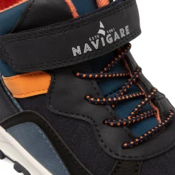 Sneakers alte blu da Bambino con strappo e inserti arancioni Navigare