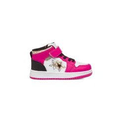 Sneakers alte da bambina bianche e fucsia con inserti neri e glitter Le scarpe di Alice