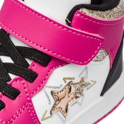Sneakers alte da bambina bianche e fucsia con inserti neri e glitter Le scarpe di Alice
