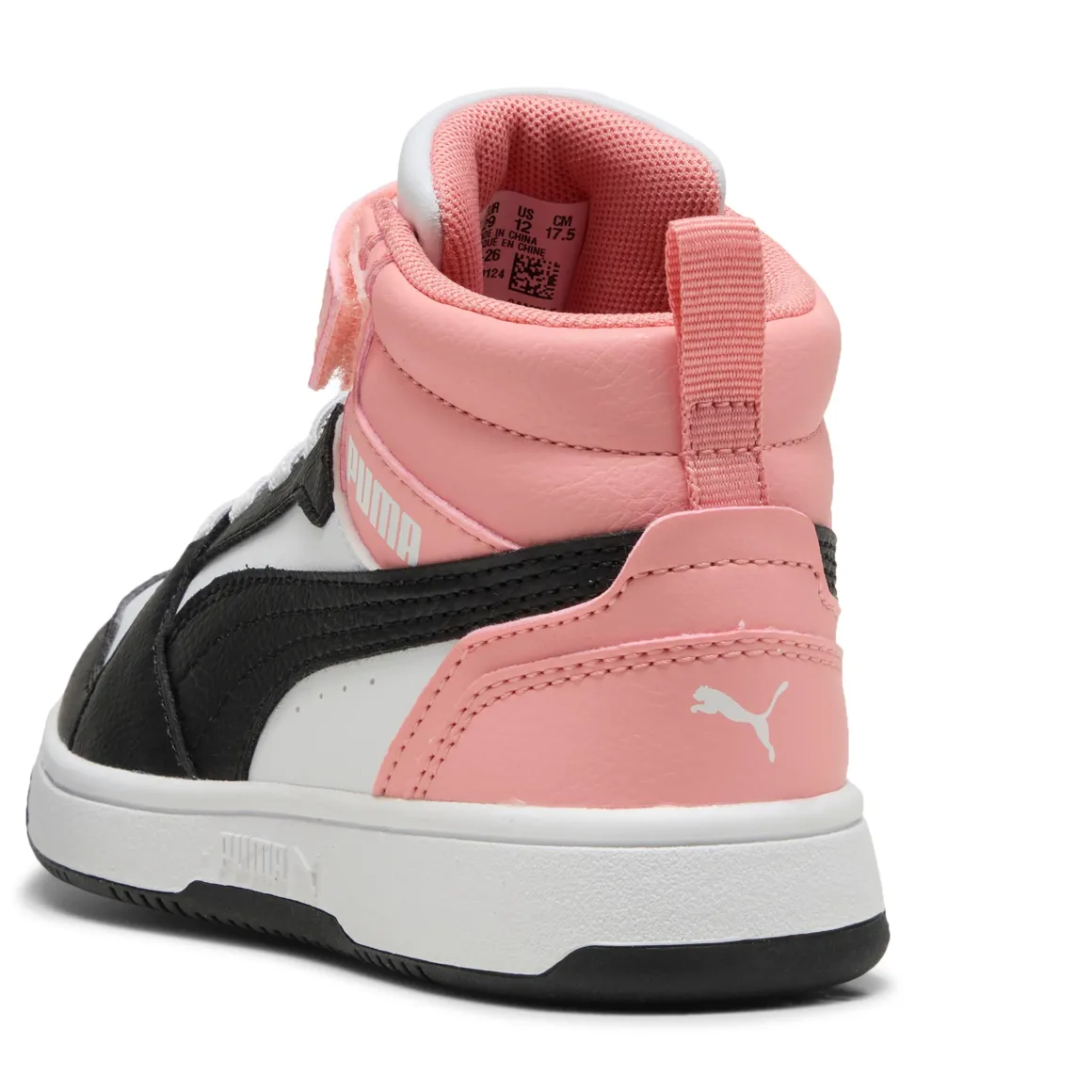Sneakers Alte da Bambina e Ragazza Bianche con dettagli rosa Puma Rebound V6 Mid