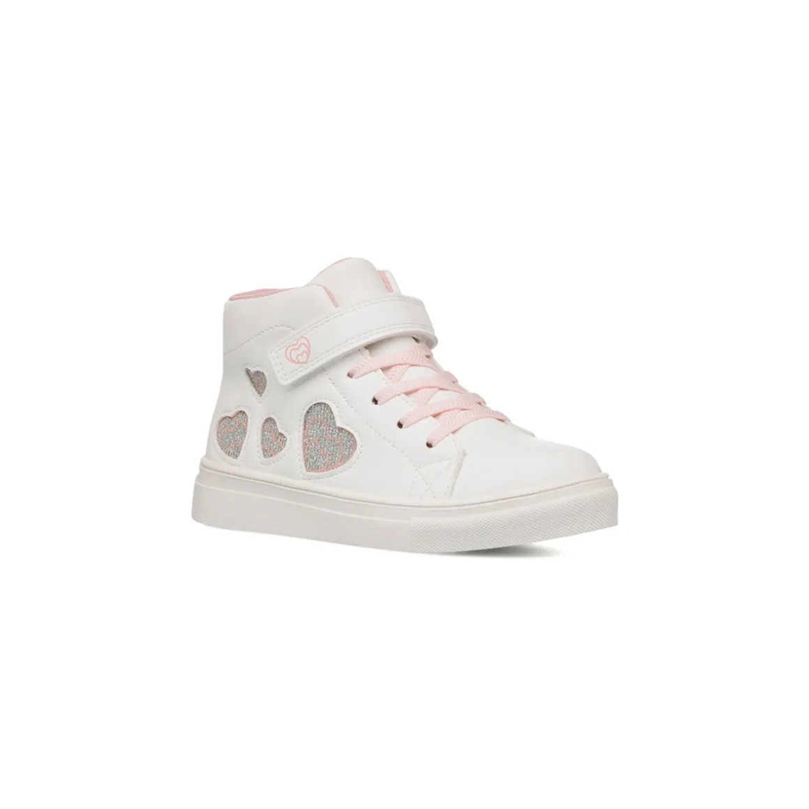 Sneakers alte da bambina bianche con dettaglio cuori con glitter Le scarpe di Alice