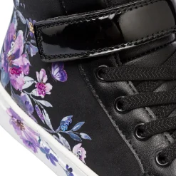Sneakers alte da bambina nere con dettagli fiori Le Scarpe di Alice