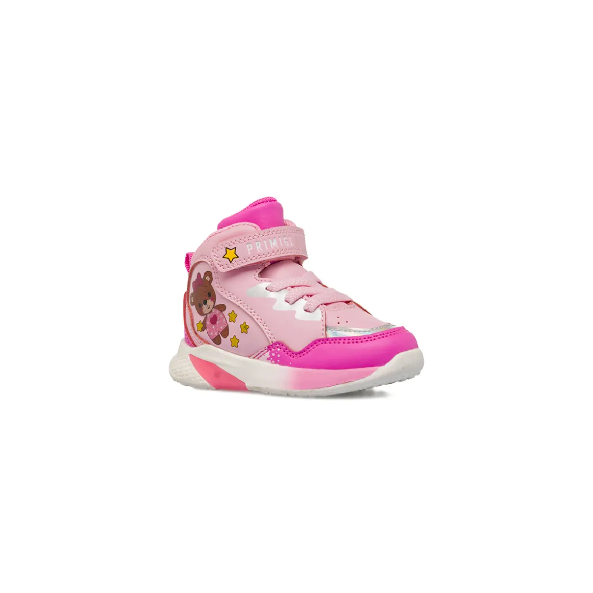 Sneakers alte da bambina rosa con strappo e Luci Primigi
