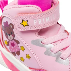Sneakers alte da bambina rosa con strappo e Luci Primigi