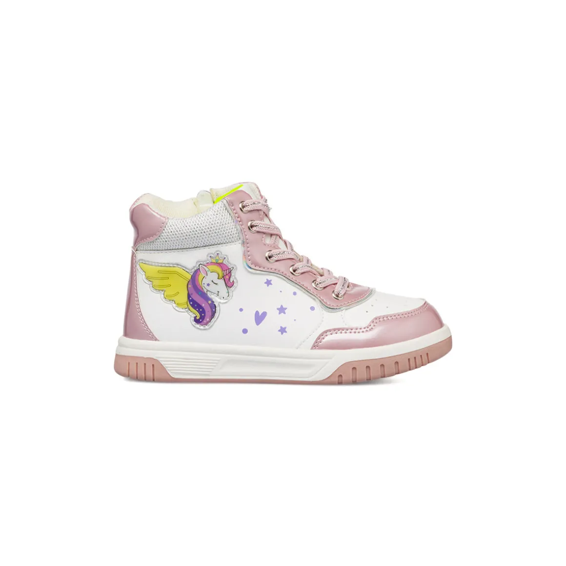 Sneakers alte da bambina bianche e rosa con dettagli unicorno Le Scarpe di Alice