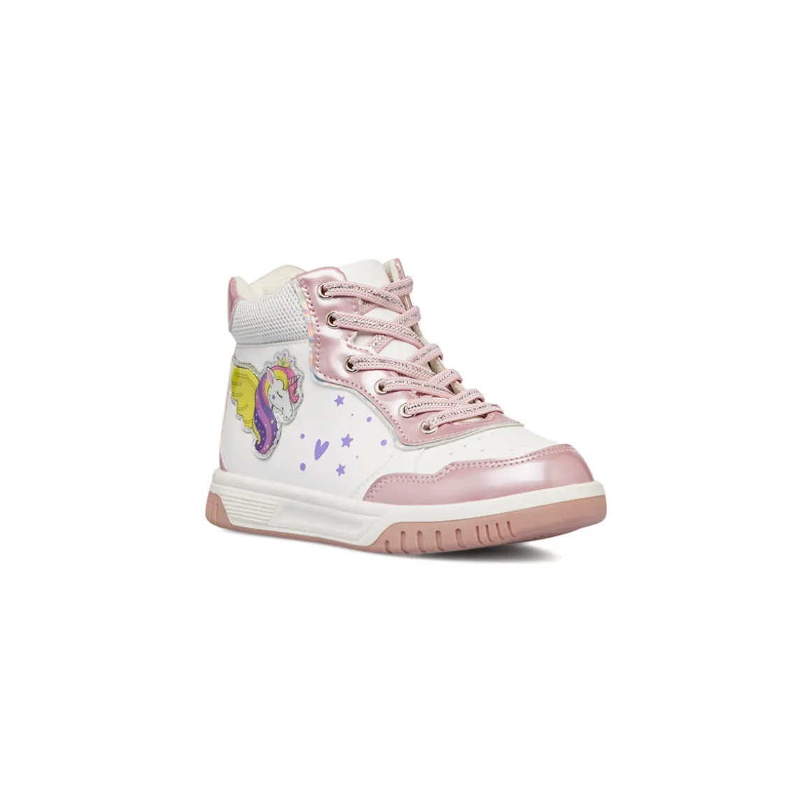 Sneakers alte da bambina bianche e rosa con dettagli unicorno Le Scarpe di Alice