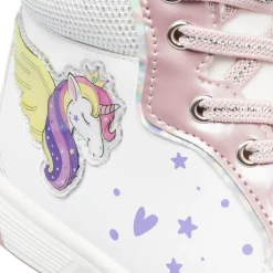 Sneakers alte da bambina bianche e rosa con dettagli unicorno Le Scarpe di Alice