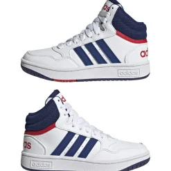 Sneakers alte da bambino bianche con logo adidas Hoops 3.0