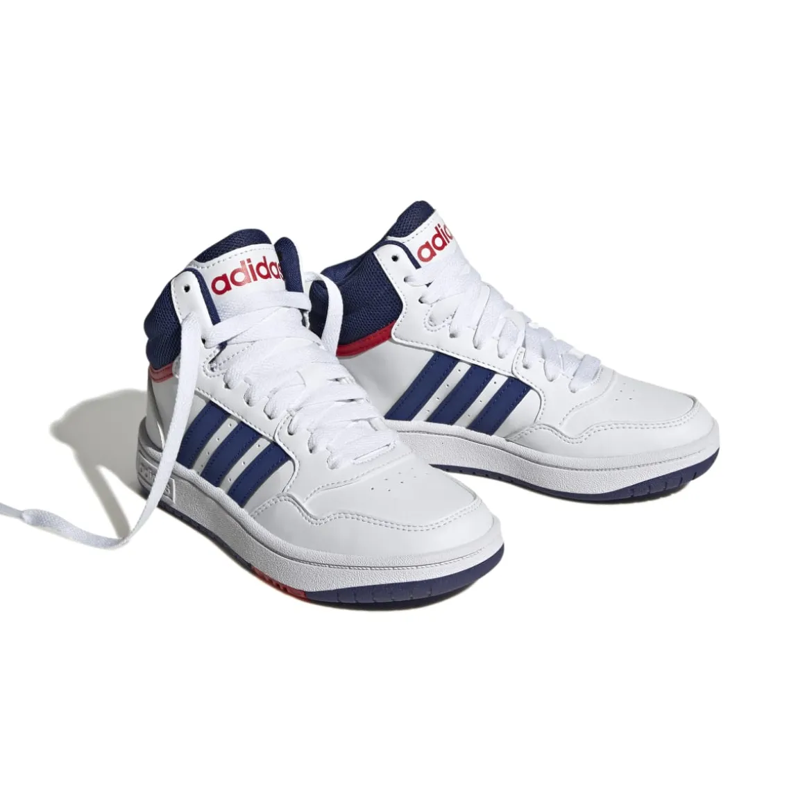 Sneakers alte da bambino bianche con logo adidas Hoops 3.0