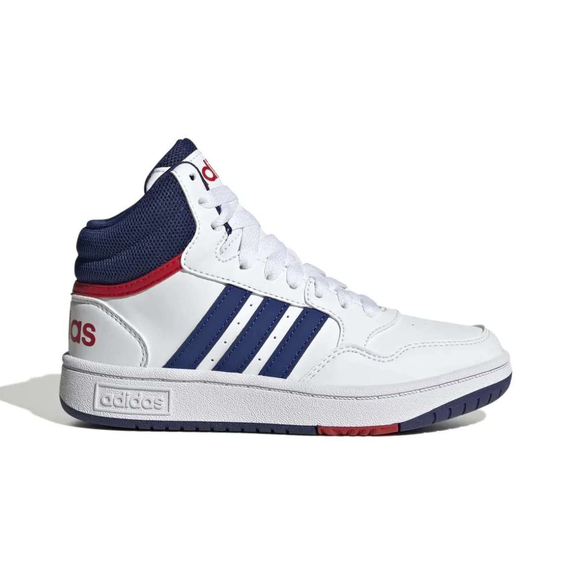 Sneakers alte da bambino bianche con logo adidas Hoops 3.0