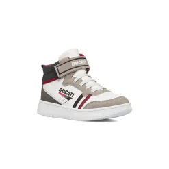 Sneakers alte da bambino bianche e beige Ducati