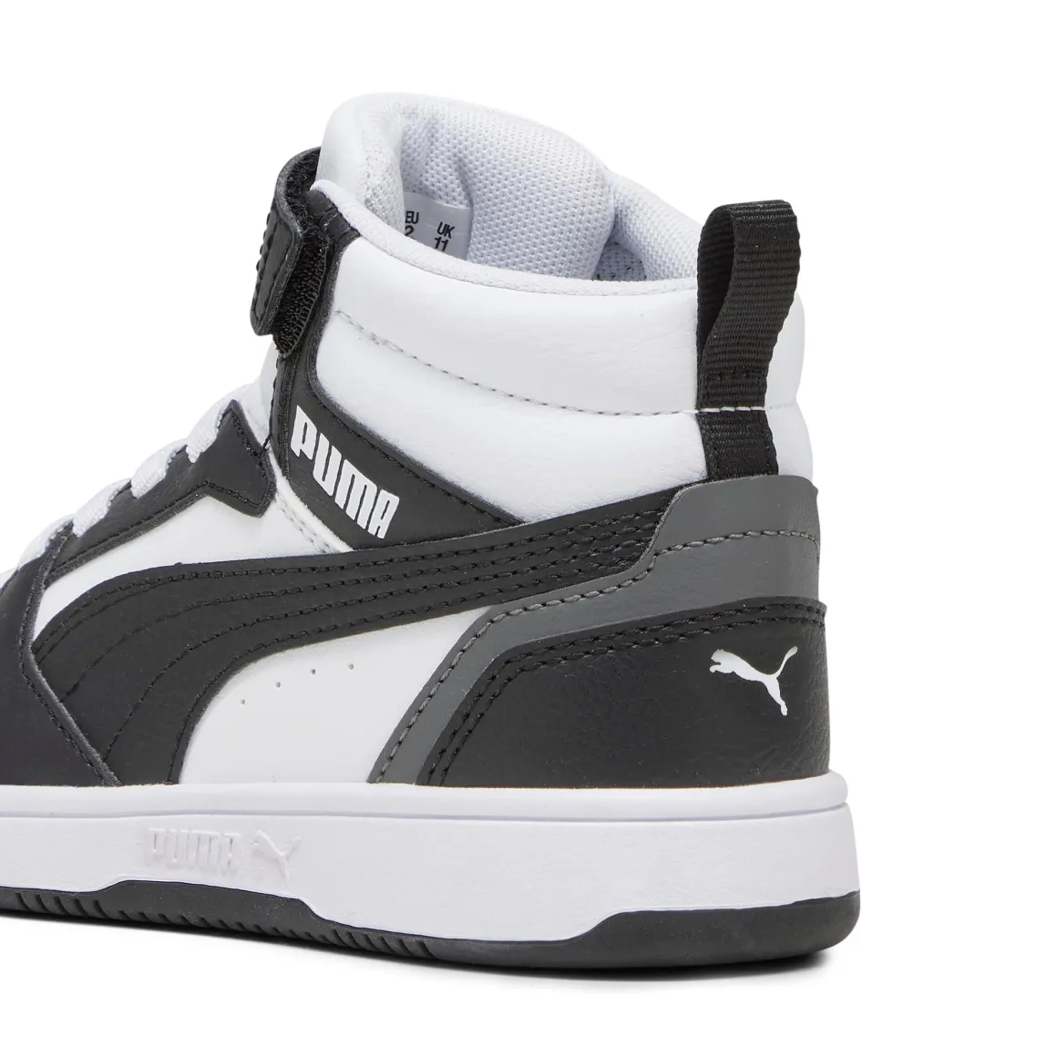 Sneakers alte da bambino bianche con dettagli neri e grigi Puma Rebound V6