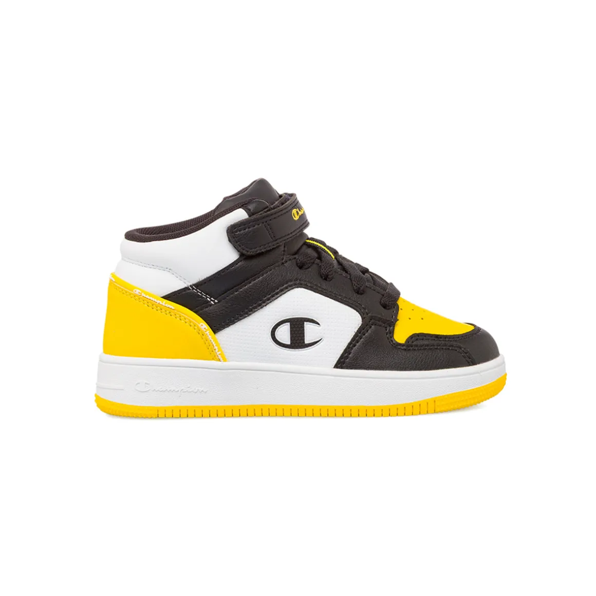 Sneakers alte da bambino nere con dettagli gialli Champion