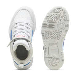 Sneakers alte da bambino bianche con dettaglio blu e con logo Puma Rebound V6 Mid