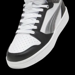 Sneakers alte da donna bianche e nere con dettaglio argento e logo Puma Rebound V6 Metallic Dream