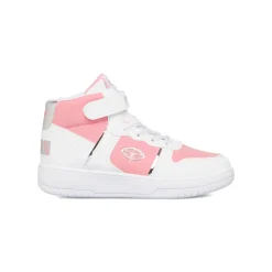 Sneakers alte da ragazza bianche con dettagli rosa e laminati Soprani Sport