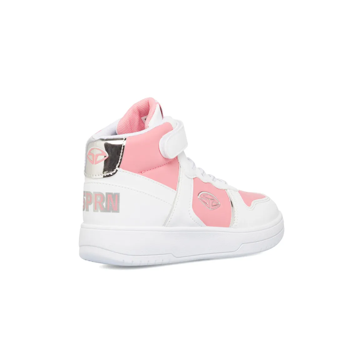 Sneakers alte da ragazza bianche con dettagli rosa e laminati Soprani Sport