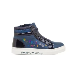 Sneakers alte da ragazza blu navy con paillettes e glitter Le Scarpe di Alice
