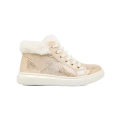 Sneakers alte da ragazza oro con dettagli finta pelliccia e glitter Le scarpe di Alice