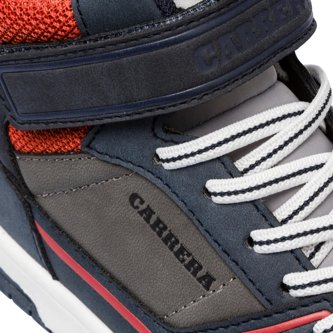 Sneakers alte da ragazzo grigie e blu con logo Carrera Jeans