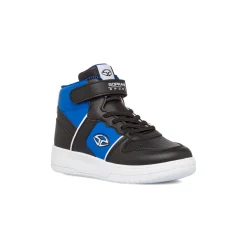 Sneakers alte da ragazzo bianche con dettagli neri e blu con logo Soprani Sport