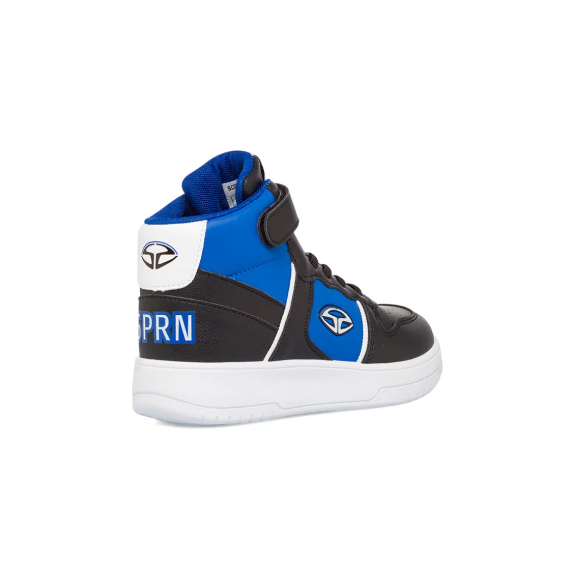 Sneakers alte da ragazzo bianche con dettagli neri e blu con logo Soprani Sport