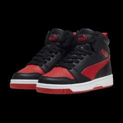 Sneakers alte da ragazzo nere con dettagli rossi Puma Rebound V6