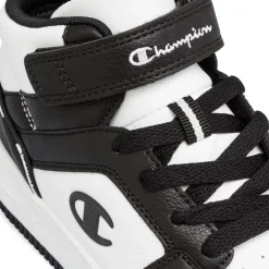 Sneakers alte da ragazzo bianche e nere con logo Champion Rebound 2.0 Mid