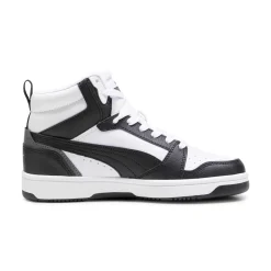 Sneakers alte da ragazzo bianche con dettagli neri e grigi Puma Rebound V6