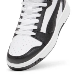 Sneakers alte da ragazzo bianche con dettagli neri e grigi Puma Rebound V6