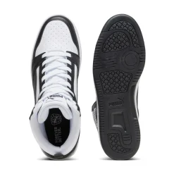 Sneakers alte da uomo bianche e nere con dettagli grigi Puma Rebound V6