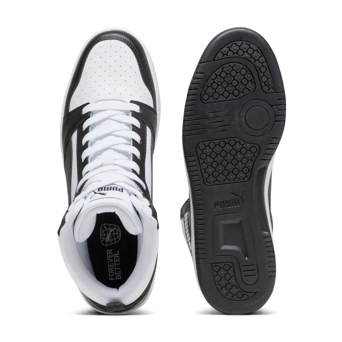 Sneakers alte da uomo bianche e nere con dettagli grigi Puma Rebound V6