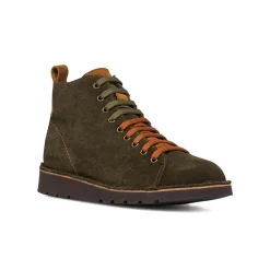 Sneakers alte da uomo verde oliva in pelle scamosciata Primopiano