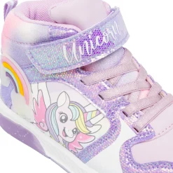 Sneakers alte lilla da Bambina con Luci Unicorno