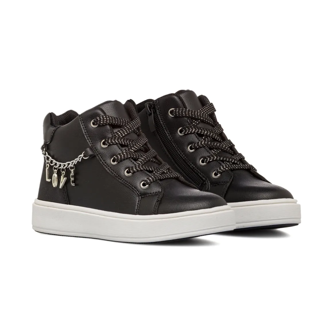 Sneakers alte nere da Bambina con catena LOVE Dieci Baci