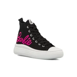 Sneakers alte nere da Ragazza con suola platform e logo rosa Barbie