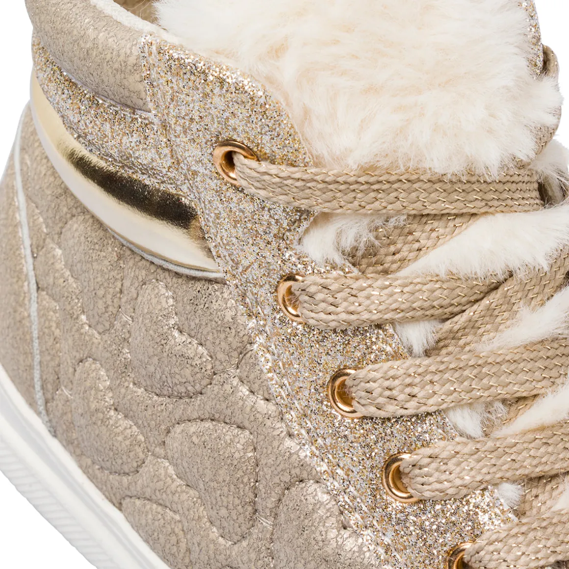 Sneakers alte oro da Bambina con zip e glitter Le Scarpe di Alice