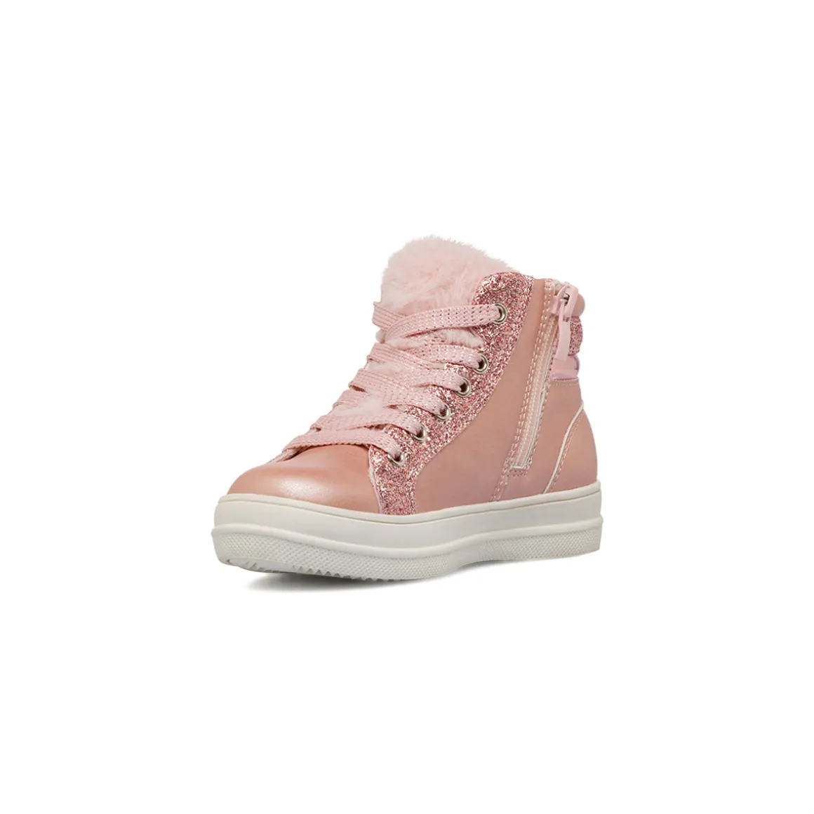 Sneakers alte rosa glitter con zip da Bambina Le Scarpe di Alice