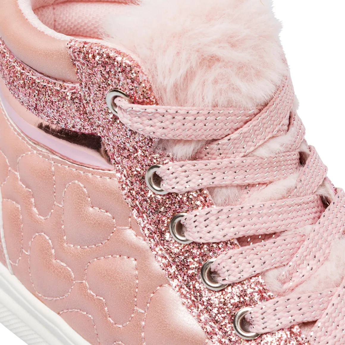 Sneakers alte rosa glitter con zip da Bambina Le Scarpe di Alice