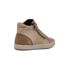 Sneakers alte traspiranti da donna taupe effetto metallizato in pelle Geox